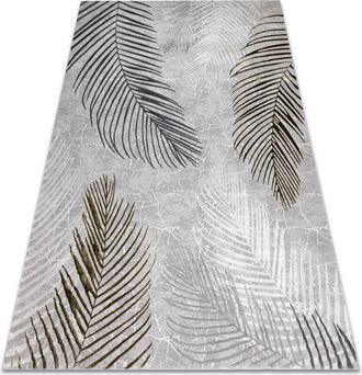 RugsX Alfombra Allure 8752 Hojas De Palma - Estructural, Elegante, Glamurosa Gris / Oro Grey 120x170 Cm