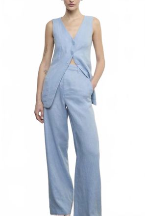 Enza Costa Linen Trouser In Sky Blue