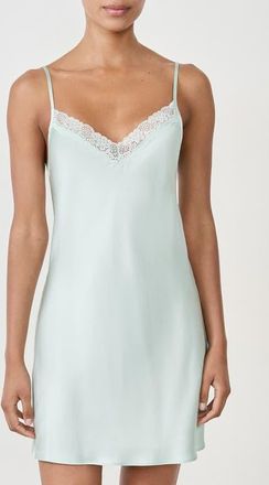 Etam Milky Lace Trim Washable Silk Camisole in Blue Green at Nordstrom, Size X-Large