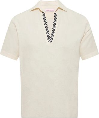 Orlebar Brown Ridley top met borduurwerk en korte mouwen - Wit