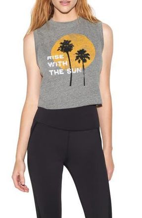 Spiritual Gangster Shady Palm Crawford Crop Cotton Graphic Tank in Heather Grey at Nordstrom Rack, Size X-Large