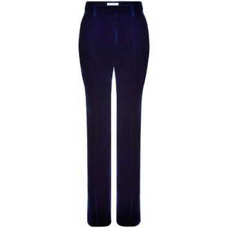 Nina Ricci Straight Trousers, female, Blue, S, Fluid Velvet Straight Trousers