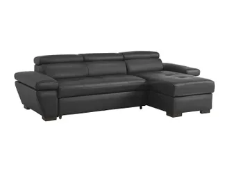 Vente-Unique Vente-unique - Divano Letto Angolare In Pelle Antracite - Angolo A Destra - Jonova