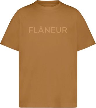 Flaneur Flâneur, Tops, Heren, Bruin, XL, Katoen, Bruine Tonal Logo T-shirt