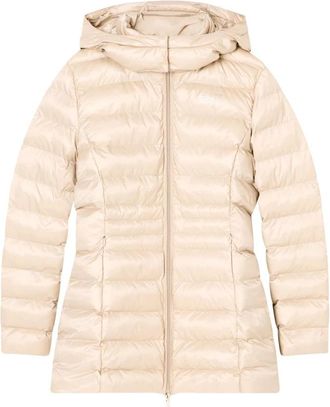 Emporio Armani Gewatteerde nylon hooded pea coat - Dames - Parka Jassen - Beige - M - Nylon - Jassen