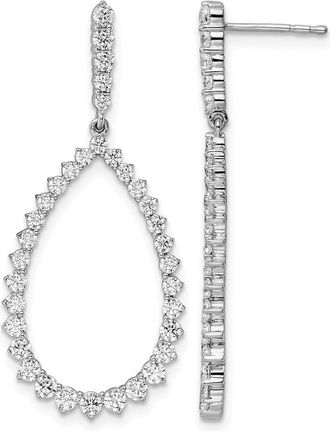Diamond2Deal 14k White Gold 1 1/2 ct Lab Grown Diamond Fancy Dangle Hoop Earrings VS Clarity, D-E Color