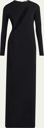 Tom Ford Slash Cutout Long-Sleeve Crepe Jersey Maxi Dress