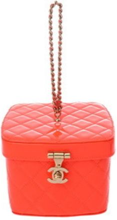 Chanel Matelasse Orange Leather Vanity Bag (Pre-Owned)