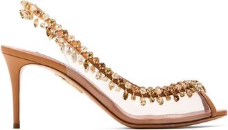 Aquazzura Temptation slingback pumps met kristallen - Beige