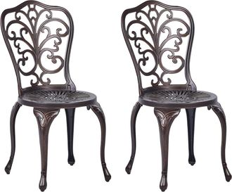 Beliani Conjunto de 2 sillas de jard&iacute;n Metal Marr&oacute;n