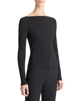 Vince Rib Slash Neck Top