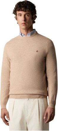 Brooks Brothers Truien & Vesten, Heren, Bruin, L, Wol, Lamswol Ronde Hals