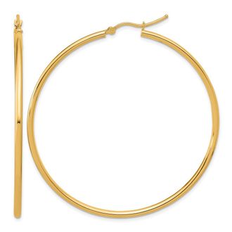 Diamond2Deal 14k Gold Polished 2x55mm Polished Hoop Earrings