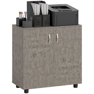 Vinsetto 2-Tier Locking Filing Cabinet Office Storage Cabinet - Grey | TJ Hughes Oak