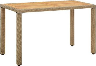 vidaXL Vidaxl Tavolo Giardino Beige 123x60x74 Cm Polyrattan E Massello