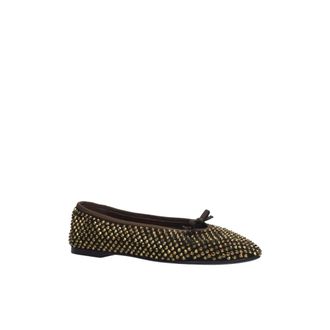 Lola Cruz Ballerinas, female, Brown, Size: 7 US Suede Rhinestone Ballet Flat