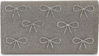 Badgley Mischka Julia Crystal Bow Flap Clutch in Silvergold at Nordstrom, Size Small