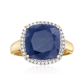 Ross-Simons Sapphire and. Diamond Ring in 14kt Yellow Gold