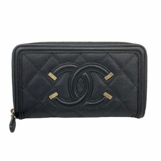 Chanel Black Grained Calfskin Coin Purse/Coin Case (Pre-Owned)