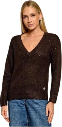 Guess Jolene Maglia Scollo a V - - Knitwear - Donna - Marrone - XS