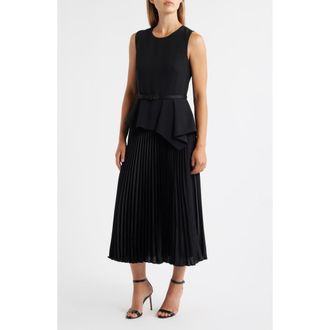 Eliza J Sleeveless Belted Pleated Maxi Dress in Black at Nordstrom Rack, Size 10