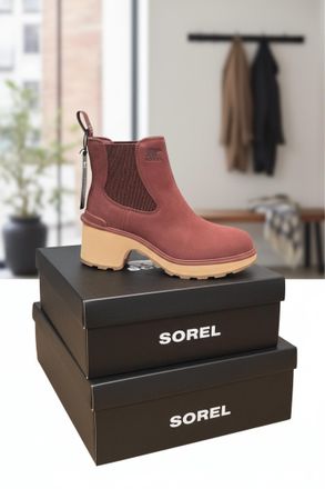 Sorel Womens Hi-Line Heel Chelsea Boots In Spice, Tawny Buff