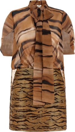 Elisabetta Franchi Brown Printed Mini Dress