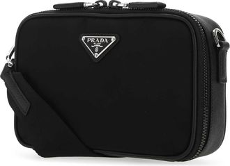 Prada Mens Leather And Nylon Crossbody Bag Black