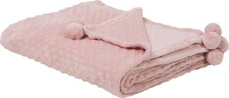 Beliani Beliani - Manta Rosa 150 X 200 Pompones Textura Suave Colcha Sof&aacute; Cama Comodidad Samur