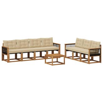 vidaXL Conjunto De Sof&aacute;s De Exterior Con Coj&iacute;n 8 Pcs Natural Y Beige Vidaxl
