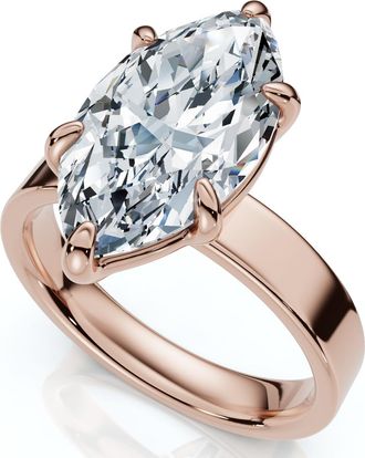 Pompeii3 Certified 2Ct Marquise Cut Flat Cigar Band Engagement Ring 14k Gold Lab Grown