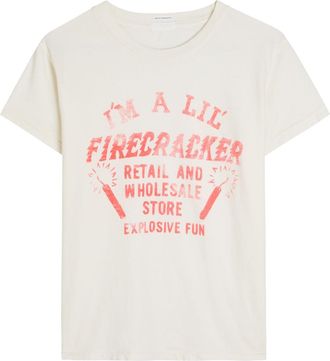 Mother The Boxy Goodie Goodie Printed Cotton T-shirt - White - S (UK8-10 / S)