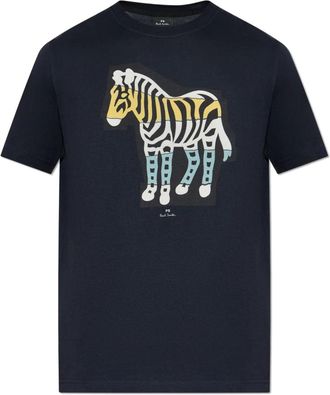 Paul Smith Tops, Heren, Blauw, 3Xl, Katoen, T-shirt met kleurrijke print