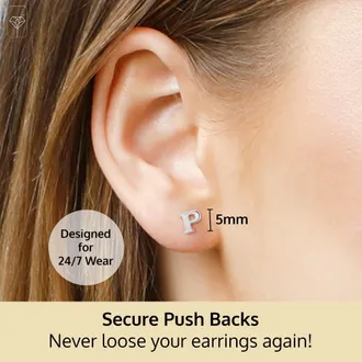 MAX + STONE 14k Yellow or White Gold Small Script Initial Letter Stud Earrings