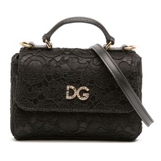Dolce & Gabbana Pre-owned Dolce and Gabbana Silk and Lace Crystal Embellished DG Flap Satchel Ladies F2GACFT537UN0SLG
