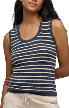 Barefoot Dreams CozyChic Ultra Lite Stripe Textured Pajama Tank in Indigo-Stone at Nordstrom, Size X-Large