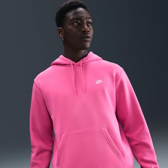 Nike Mens Club Pullover Fleece Hoodie in Pink | FN3859-684