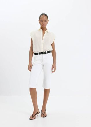 Mango Camicia righe ricamata bianco sporco - Donna - XS - MANGO