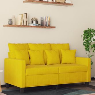 vidaXL Sof&aacute; De 2 Plazas Terciopelo Amarillo 120 Cm Vidaxl