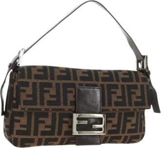 Fendi Pre-owned Vintage Zucca Schoudertas - Dames - Vintage Schoudertas - Bruin - ONE Size - Leer - Vintage