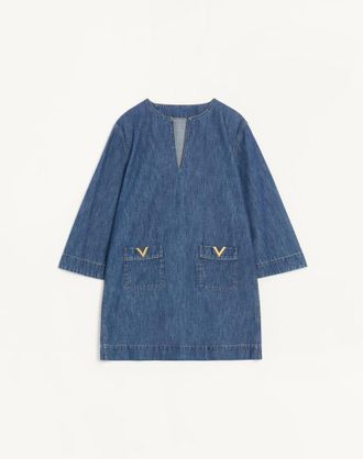 Valentino Abito In Denim Chambray Donna BLU 36