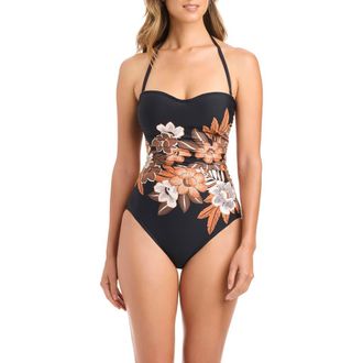 Bleu Rod Beattie Shirred One-Piece Swimsuit in Black at Nordstrom, Size 10