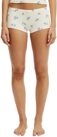 Cotton On Womens Dreamy Soft Pointelle Micro Short in Penelope Floral Oat Milk at Nordstrom, Size X-Small