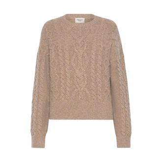 Max Mara Wollen trui met kabelmotief - Dames - Truien - Bruin - Maat: M Wol