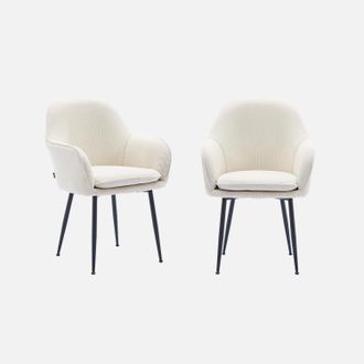 Sweeek Sill&oacute;n De Pana Con Patas De Metal Negro Mate, Set De 2