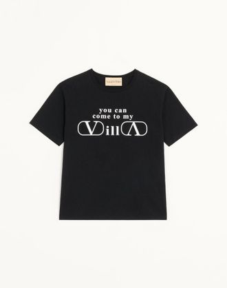 Valentino T-shirt Valentino in jersey di cotone con stampa YOU CAN COME TO MY VILLA Uomo NERO/BIANCO 3XL