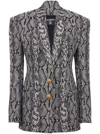 Balmain Blazer 2-Button con stampa - Grigio