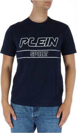 Plein Sport TShirt Logo - Heren - Sportshirts - Blauw - M - Katoen - Fitness