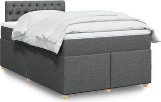 vidaXL Cama Box Spring Con Colch&oacute;n Tela Gris Oscuro 120x200 Cm Vidaxl
