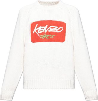 Kenzo Wollen trui - Heren - Ronde hals truien - Wit - L - Wol - Truien & Vesten